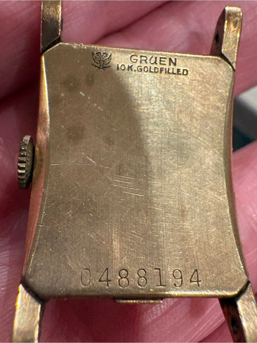 Vintage Gruen Curvex 10K Gold Filled Watch Case & Dial For Parts